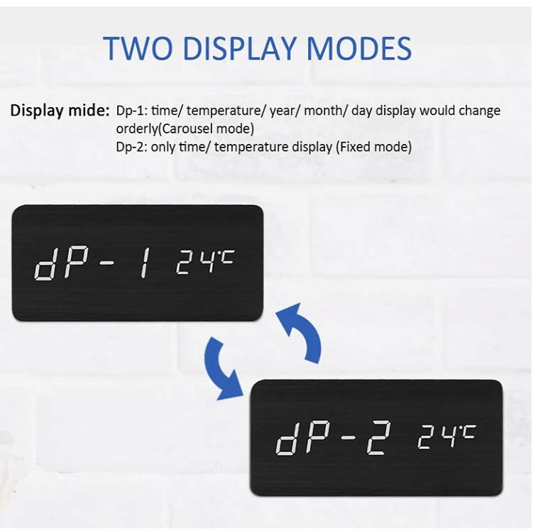 10w qi wireless charging wood texture alarm clock 2 display modes