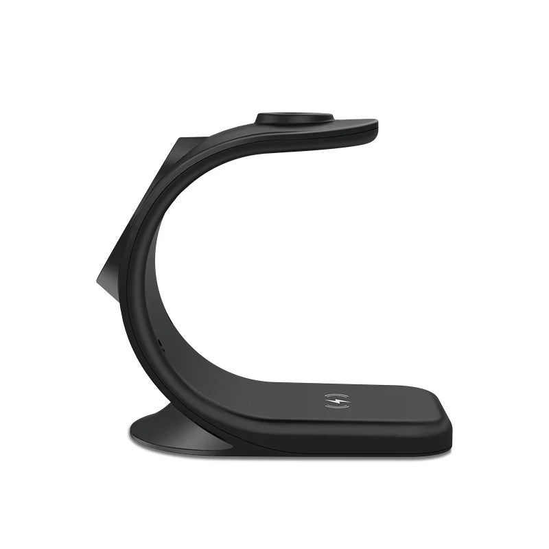 15w 3 in 1 curved magnetic wireless charging stand for iphone and accessories black
