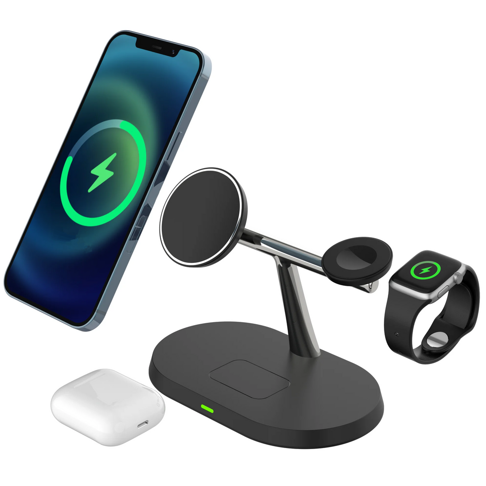 15w 3 in 1 magnetic wireless charging stand metallic texture hovering devices