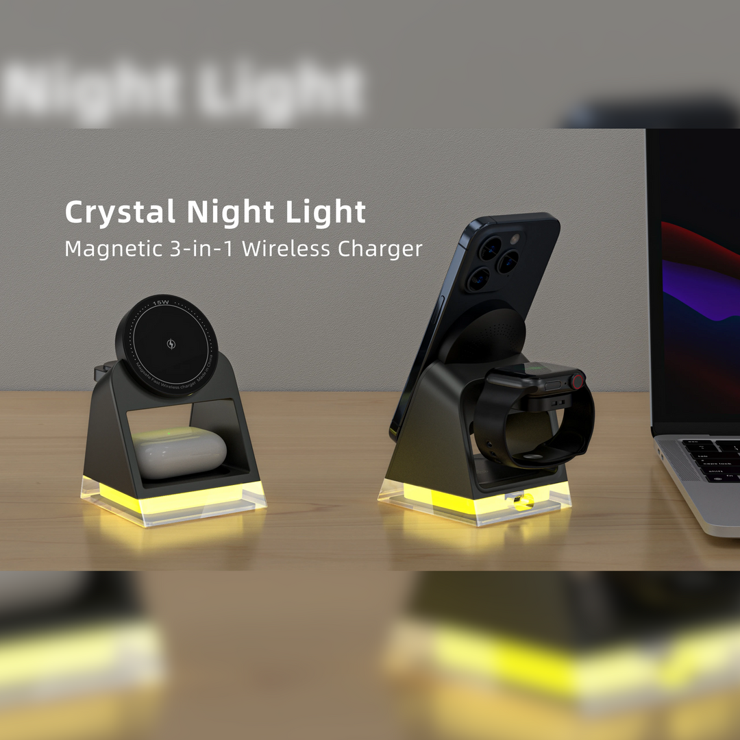 15w 3 in 1 wireless charging base night light stand for iphone night light
