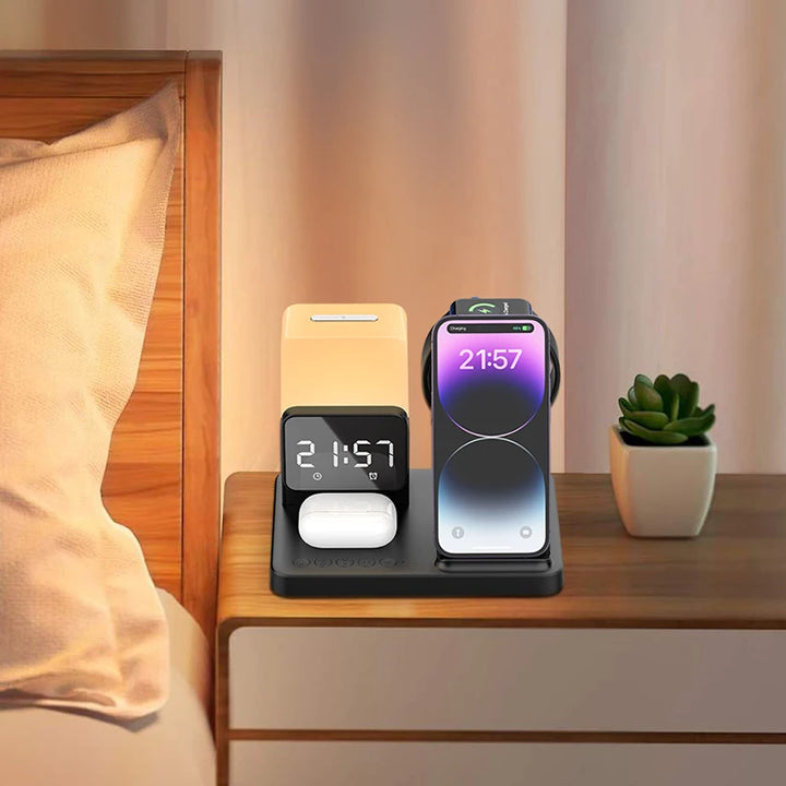 15w 3 in 1 wireless charging clock touch night light for phone and accessories bedside