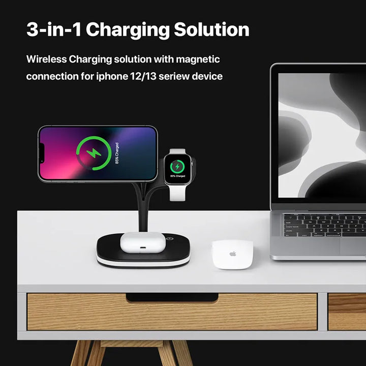15w 3 in 1 wireless charging modern curvy night light stand horizontal charge
