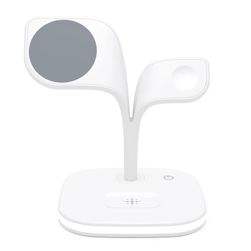 15w 3 in 1 wireless charging modern curvy night light stand white