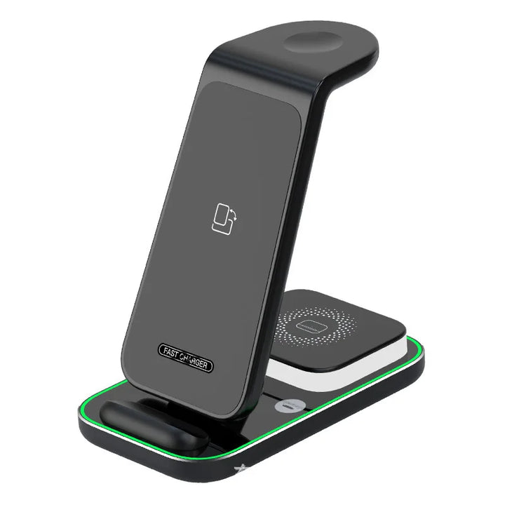 15w 3 in 1 wireless charging stand touch night light for iphone black
