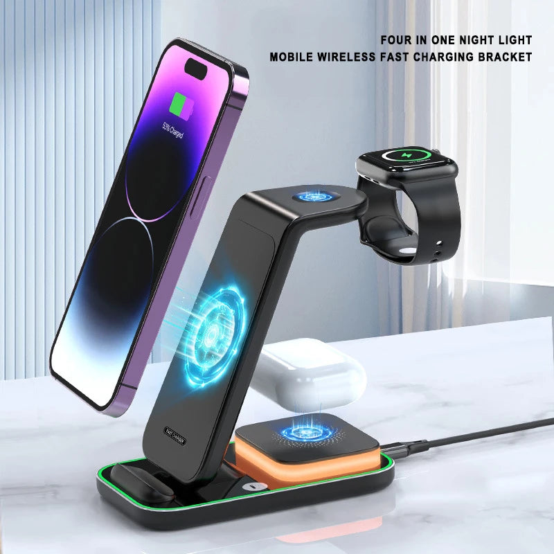 15w 3 in 1 wireless charging stand touch night light for iphone product