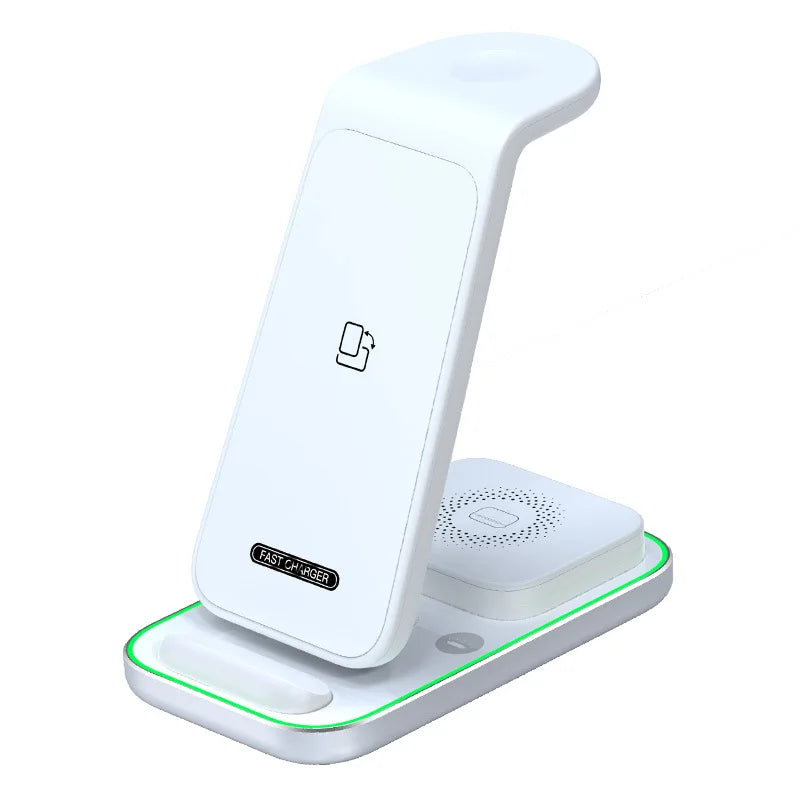 15w 3 in 1 wireless charging stand touch night light for iphone white