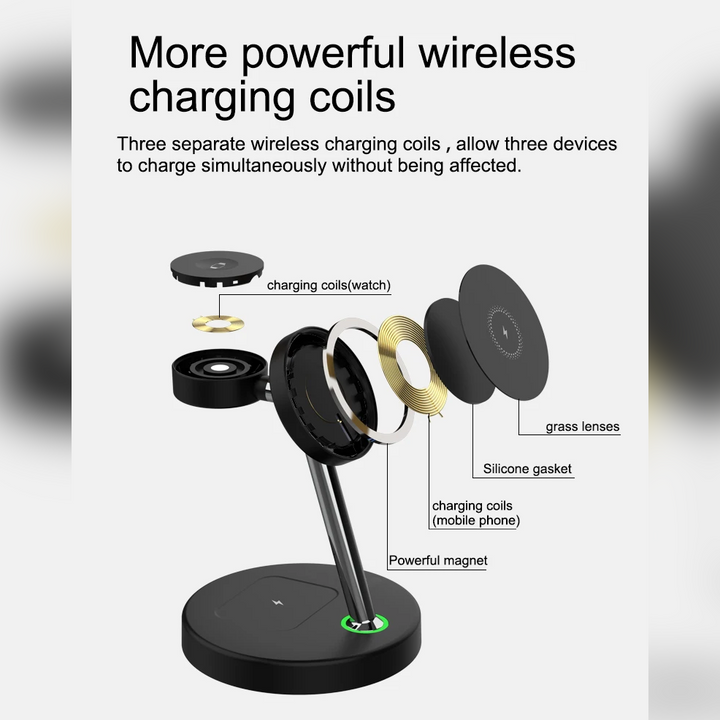15w 3 in 1 wireless charging stand with led indicator powerful coils