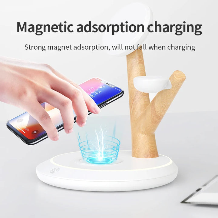 15w 3 in 1 wireless charging touch night light nature stand magnetic