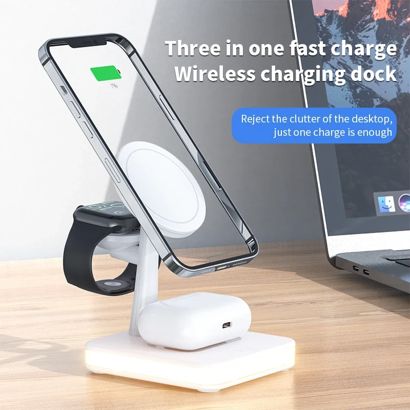 15w 3 in 1 wireless fast charging night light reduce desktop clutter