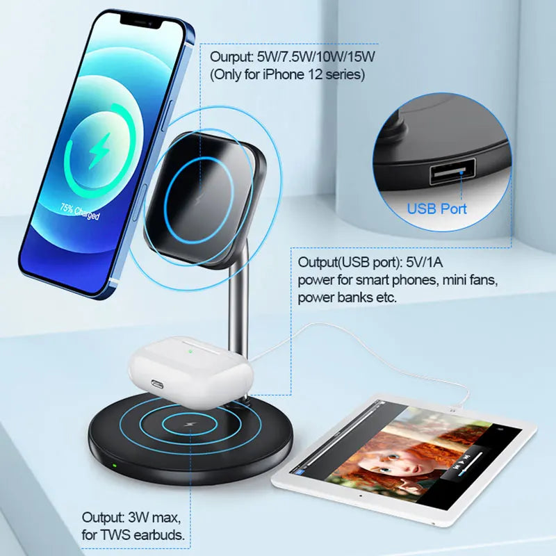 15w dual wireless charging stand outputs