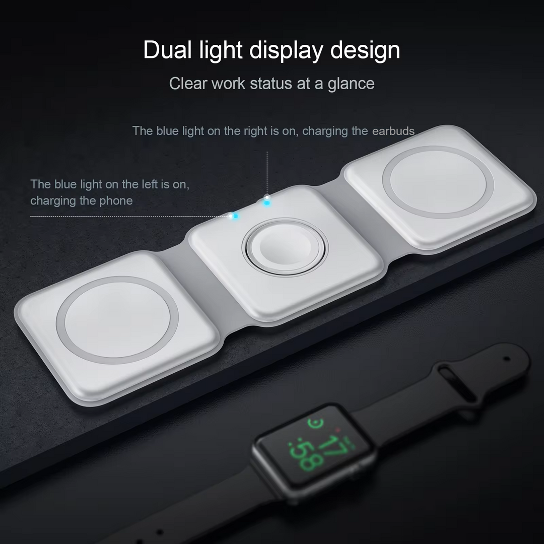 15w foldable 3 in 1 wireless charging pad charge indicator light