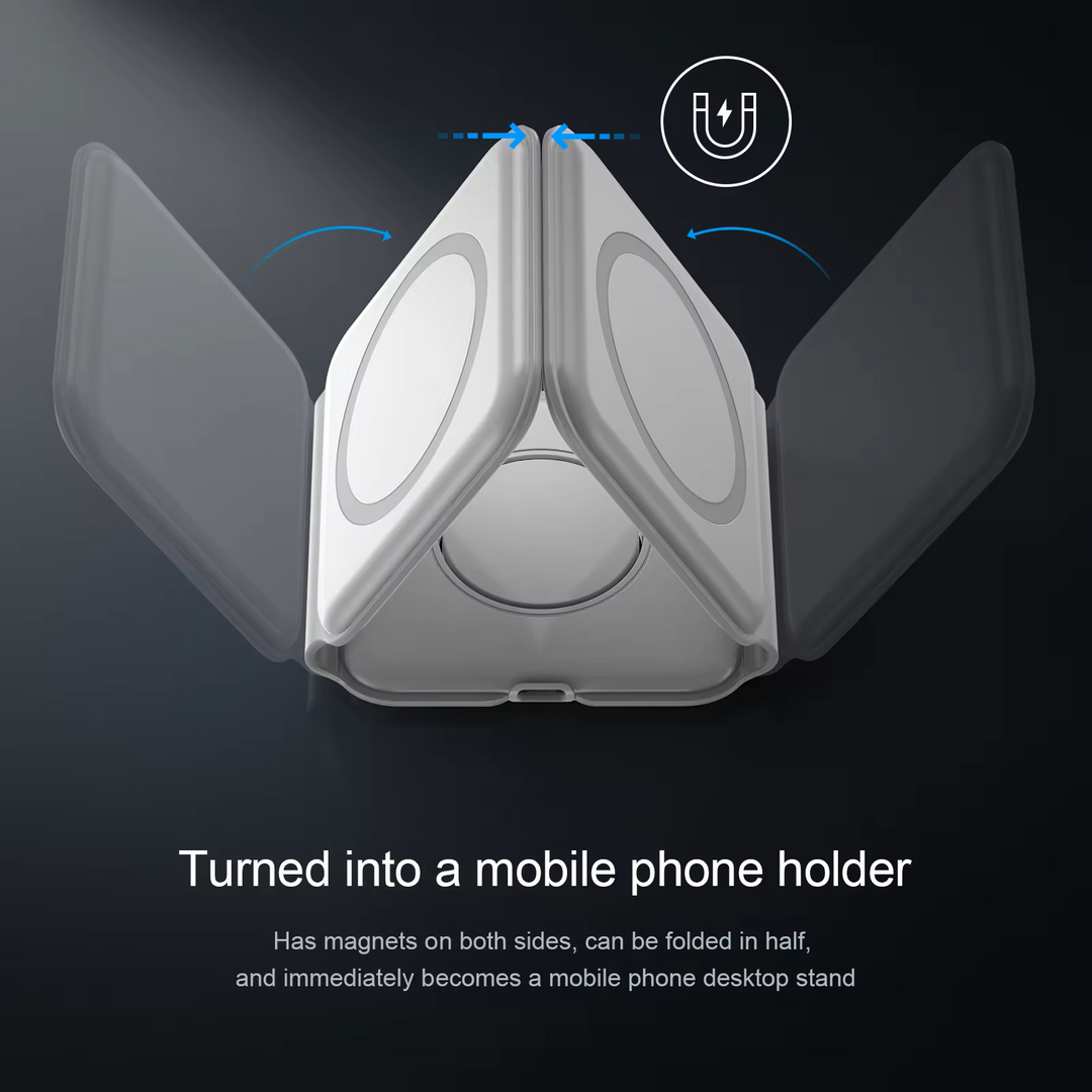 15w foldable 3 in 1 wireless charging pad magnetic desktop stand