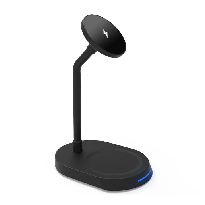 15w magnetic dual wireless charging stand for phone and earbuds black