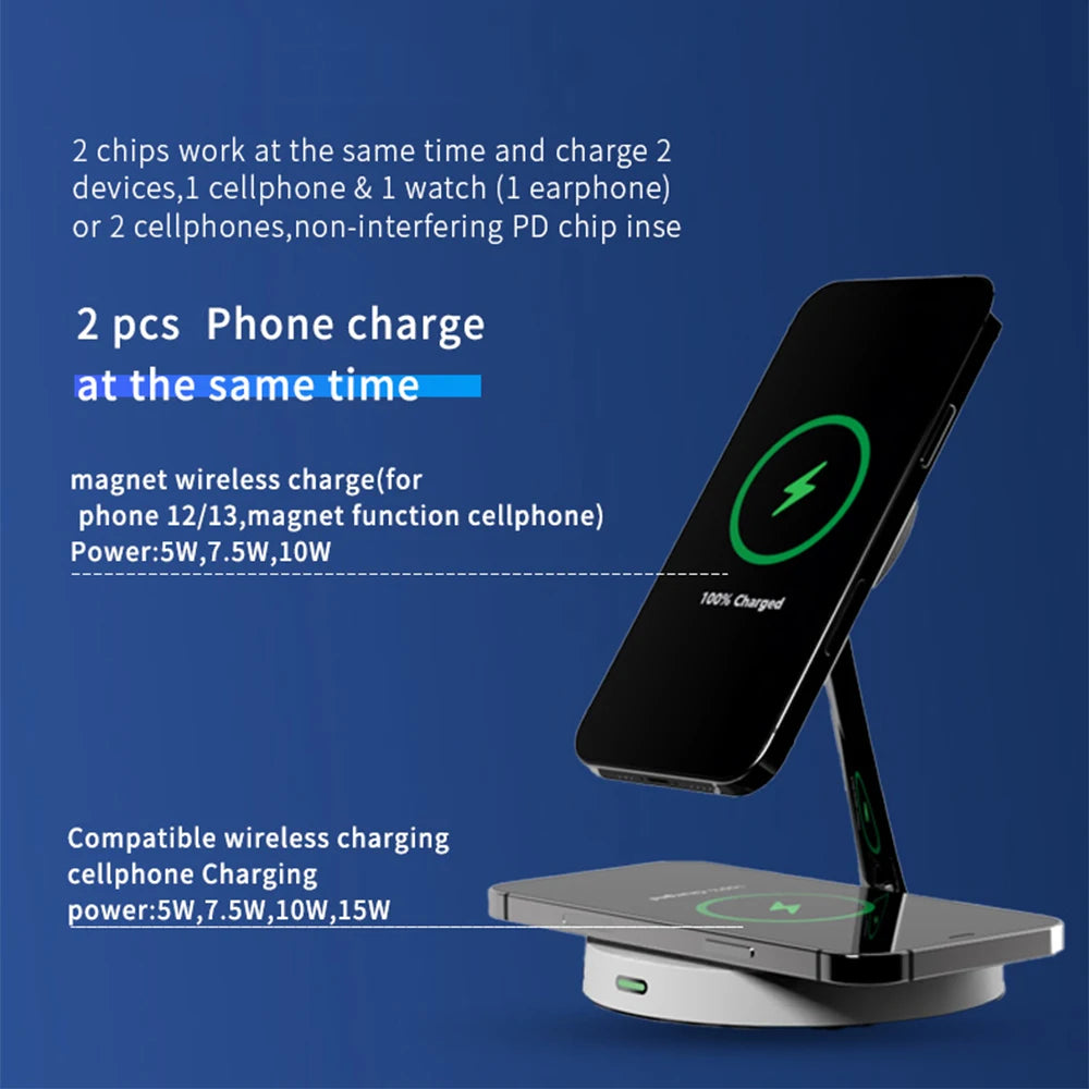 15w magnetic wireless charger for iphone and magnetic phone case charge two phones