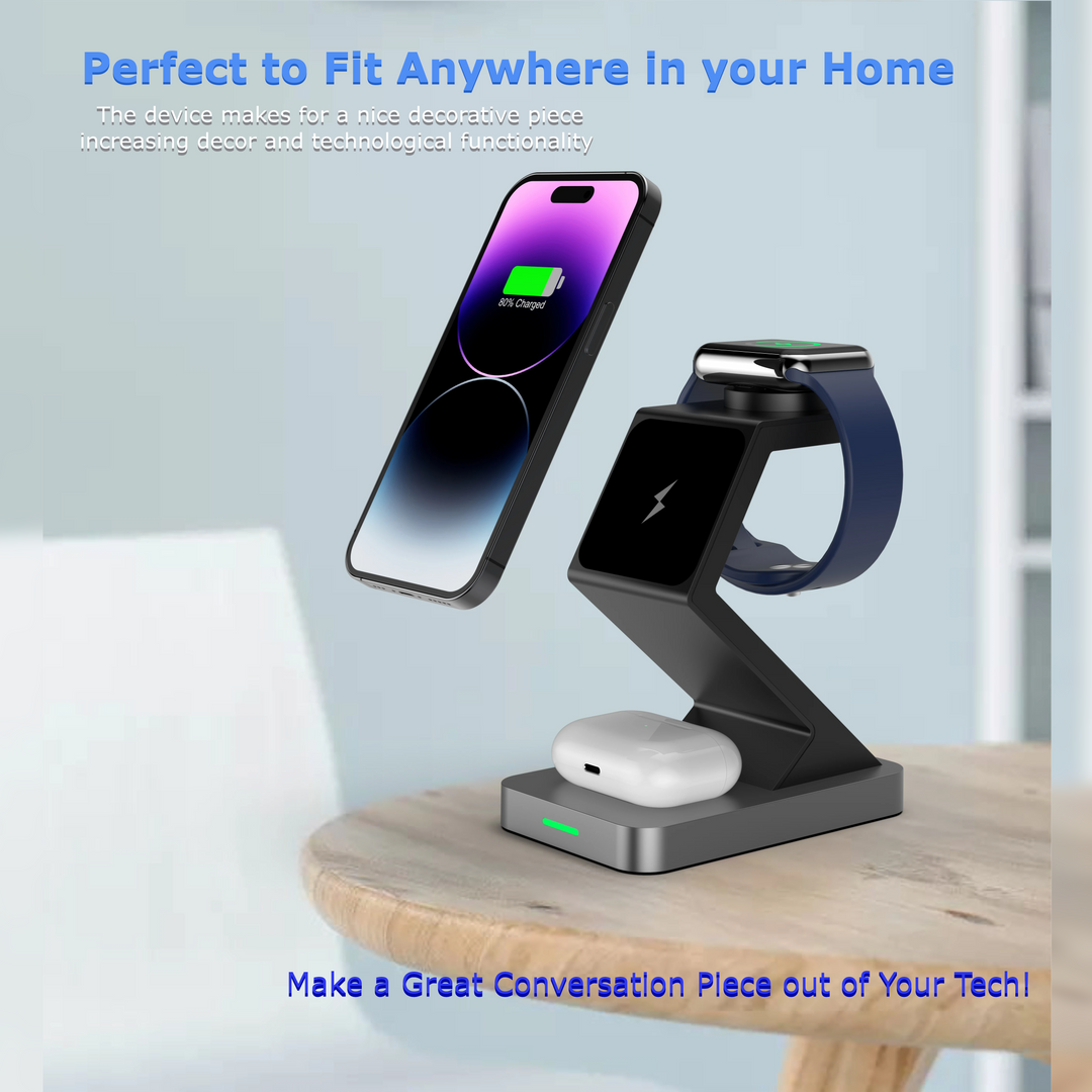 15w modern 3 in 1 magnetic wireless charging stand for iphone convenience anywhere