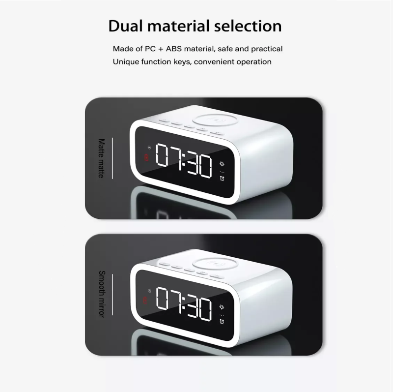 15w wireless charging alarm clock soft abs material