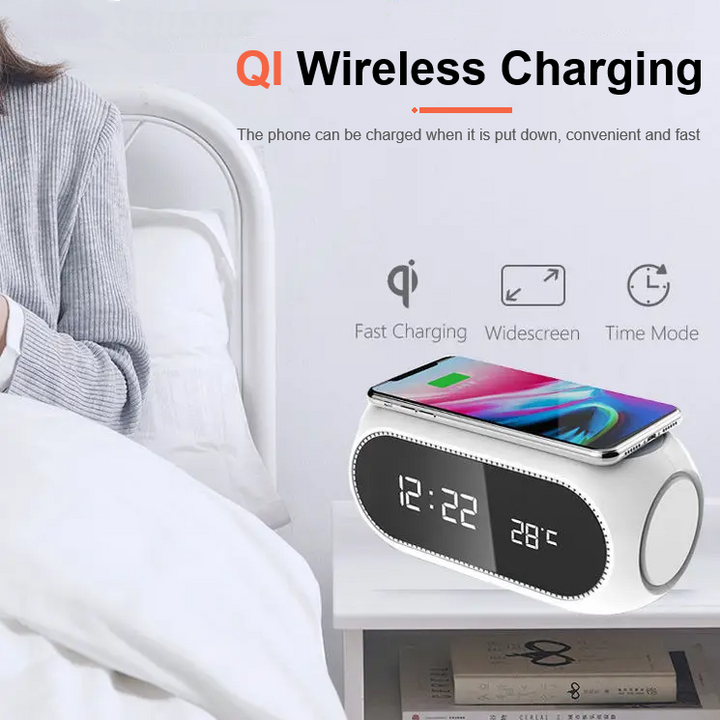 15w wireless charging alarm clock with temperature sensor support