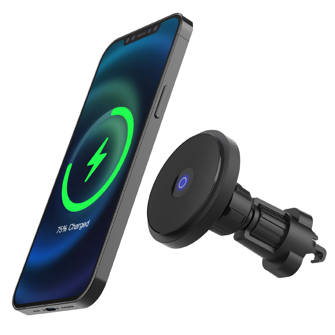 15w wireless charging magnetic phone car mount black