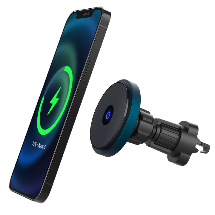 15w wireless charging magnetic phone car mount blue