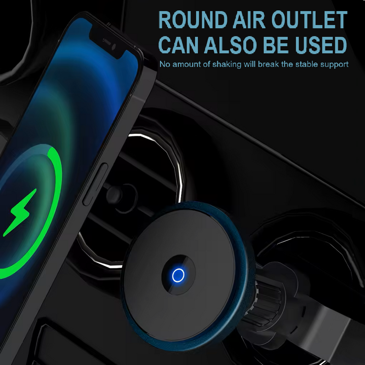 15w wireless charging magnetic phone car mount round air outlet compatible