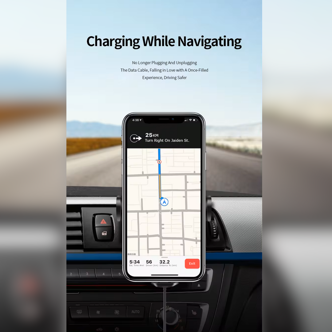 15w wireless charging phone car dashboard windshield vent mount navigation