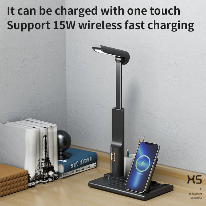 15w wireless charging stand table lamp desk organizer fast charge