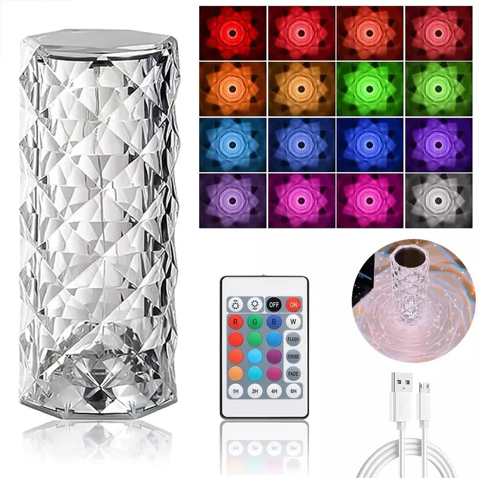 16 colour led crystal table lamp with touch sense control
