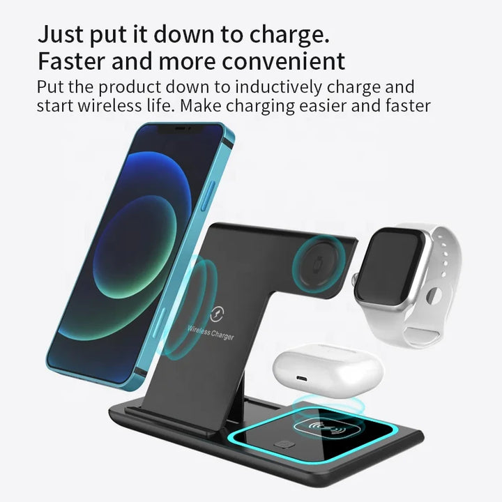 3 in 1 15w foldable portable wireless charging station dock organized charging setup