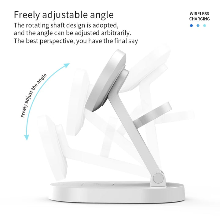 3 in 1 adjustable magnetic wireless charging stand for iphone and accessories angle