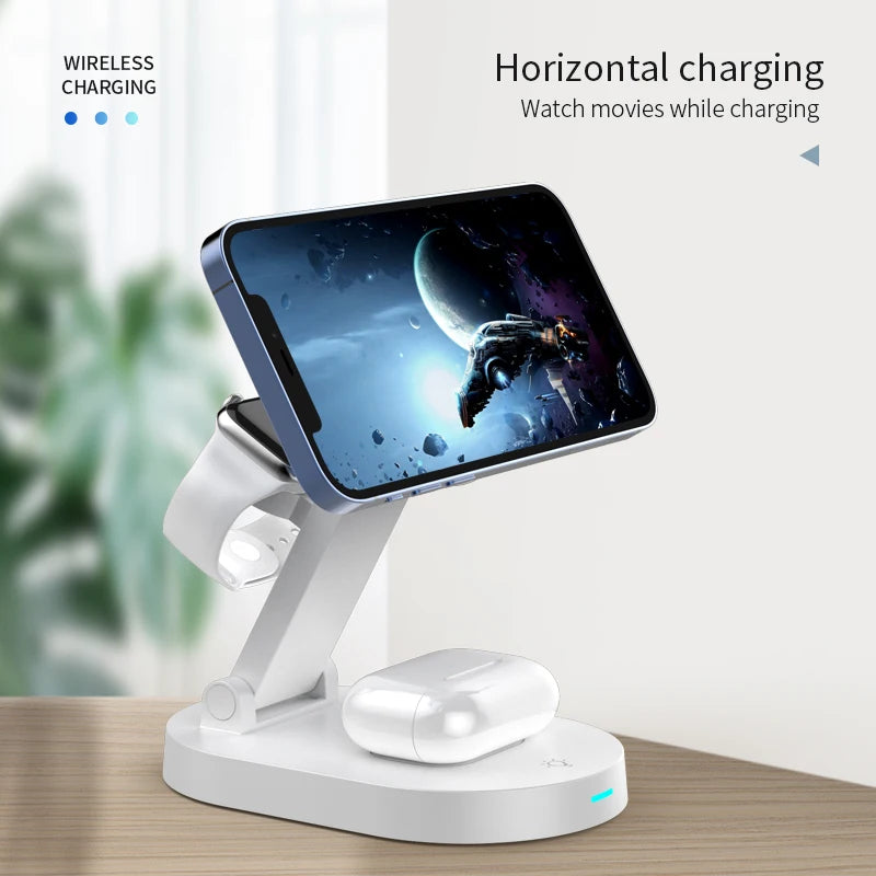 3 in 1 adjustable magnetic wireless charging stand for iphone and accessories horiztonal support