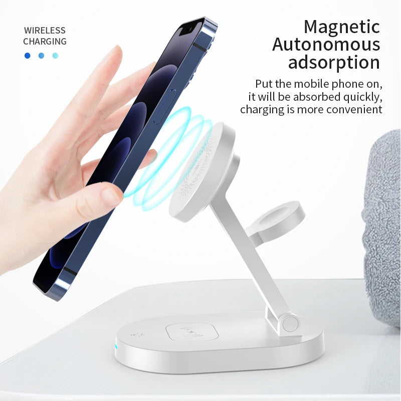 3 in 1 adjustable magnetic wireless charging stand for iphone and accessories magnet feature