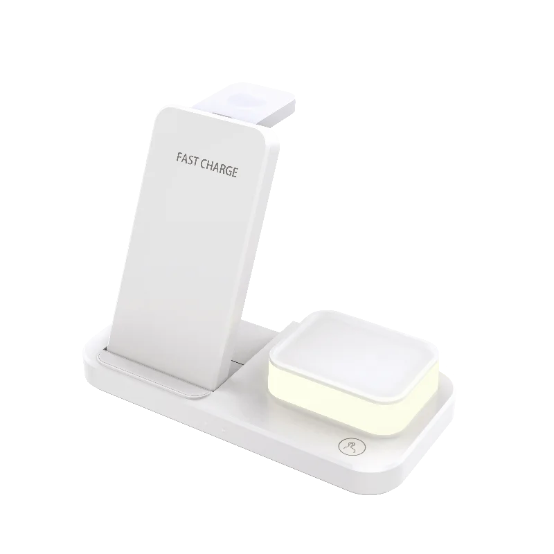 3 in 1 wireles charging stand touch night light white