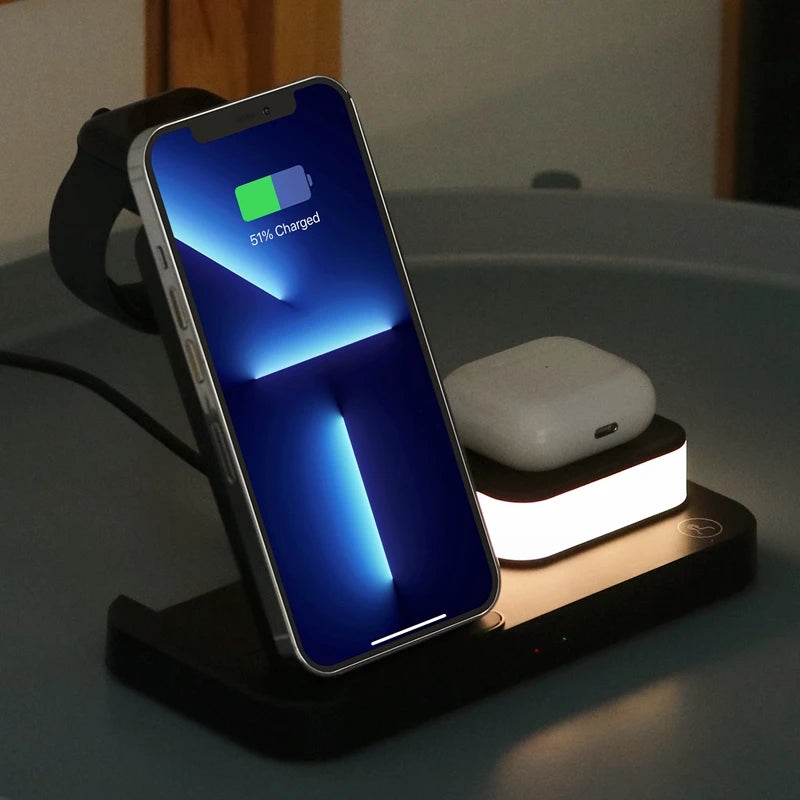 3 in 1 wireles charging stand touch night light