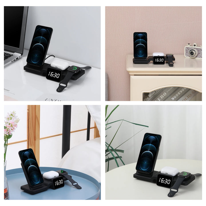 3 in 1 wireless charging alarm clock stand environment setup