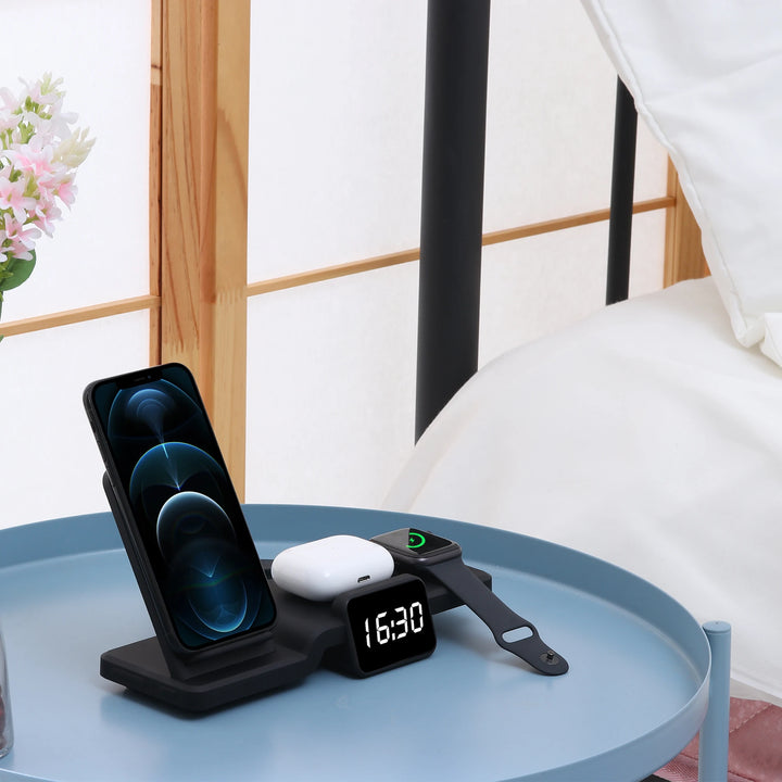 3 in 1 wireless charging alarm clock stand
