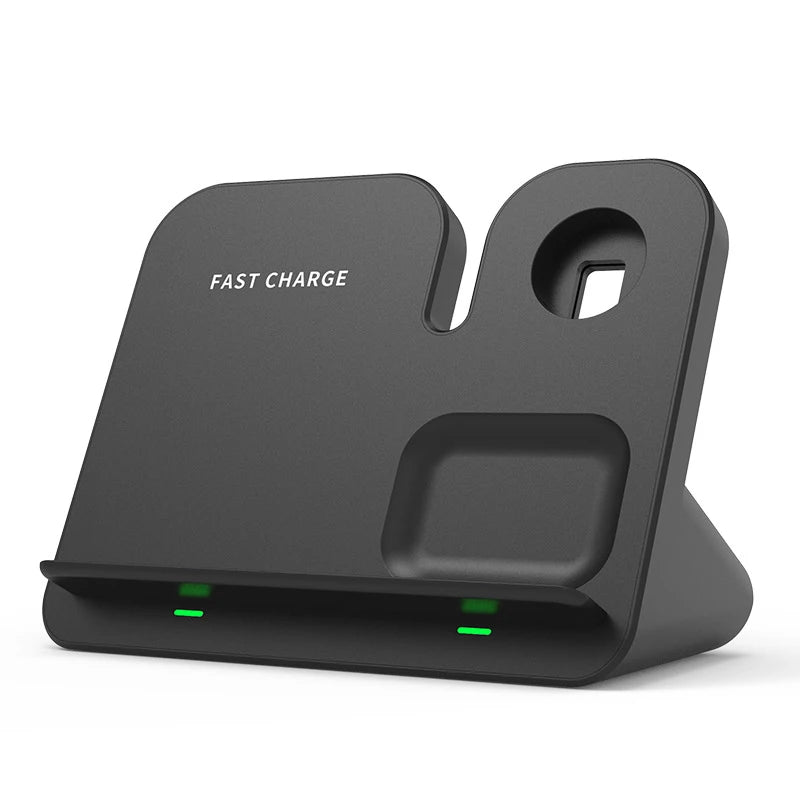3 in 1 wireless charging stand angled device alone