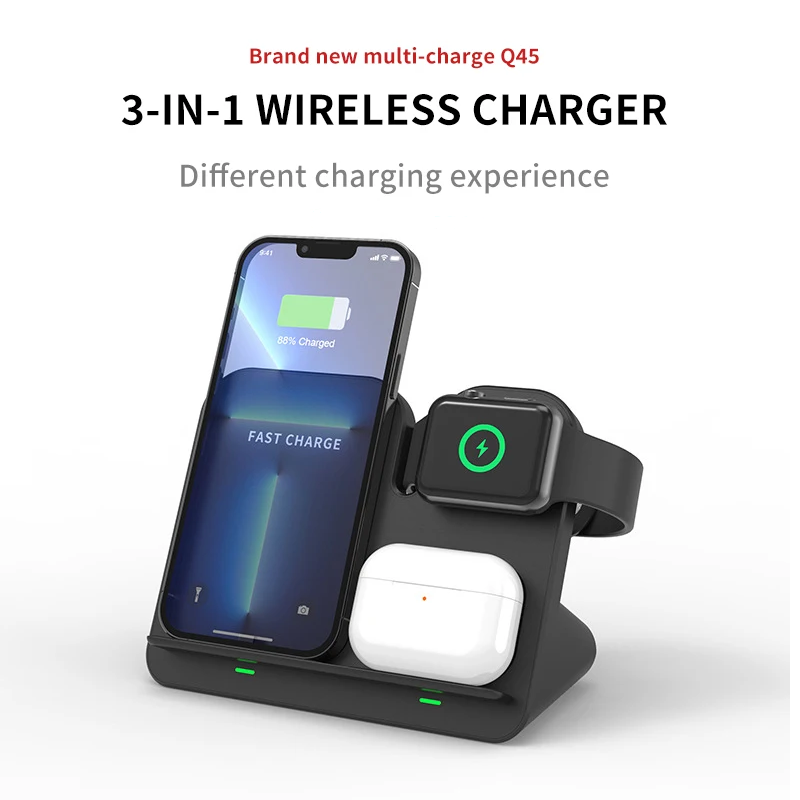 3 in 1 wireless charging stand angled new charging experience
