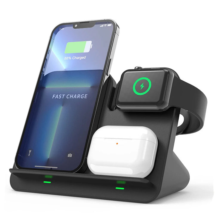 3 in 1 wireless charging stand angled