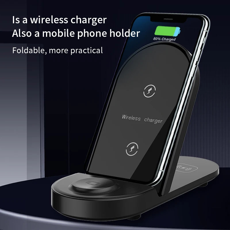 3 in 1 wireless phone charger station for iphone stand