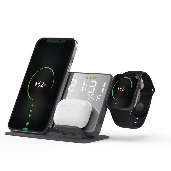 3 in 1 Wireless Charging Alarm Clock Display with Temperature Sensor