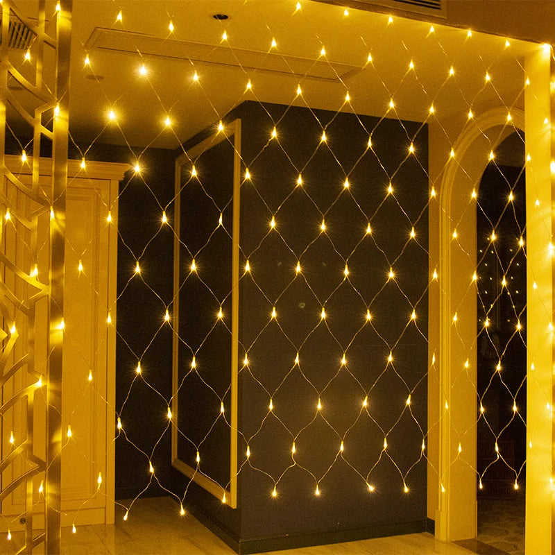 LED Outdoor Fishnet Curtain Mesh String Lights