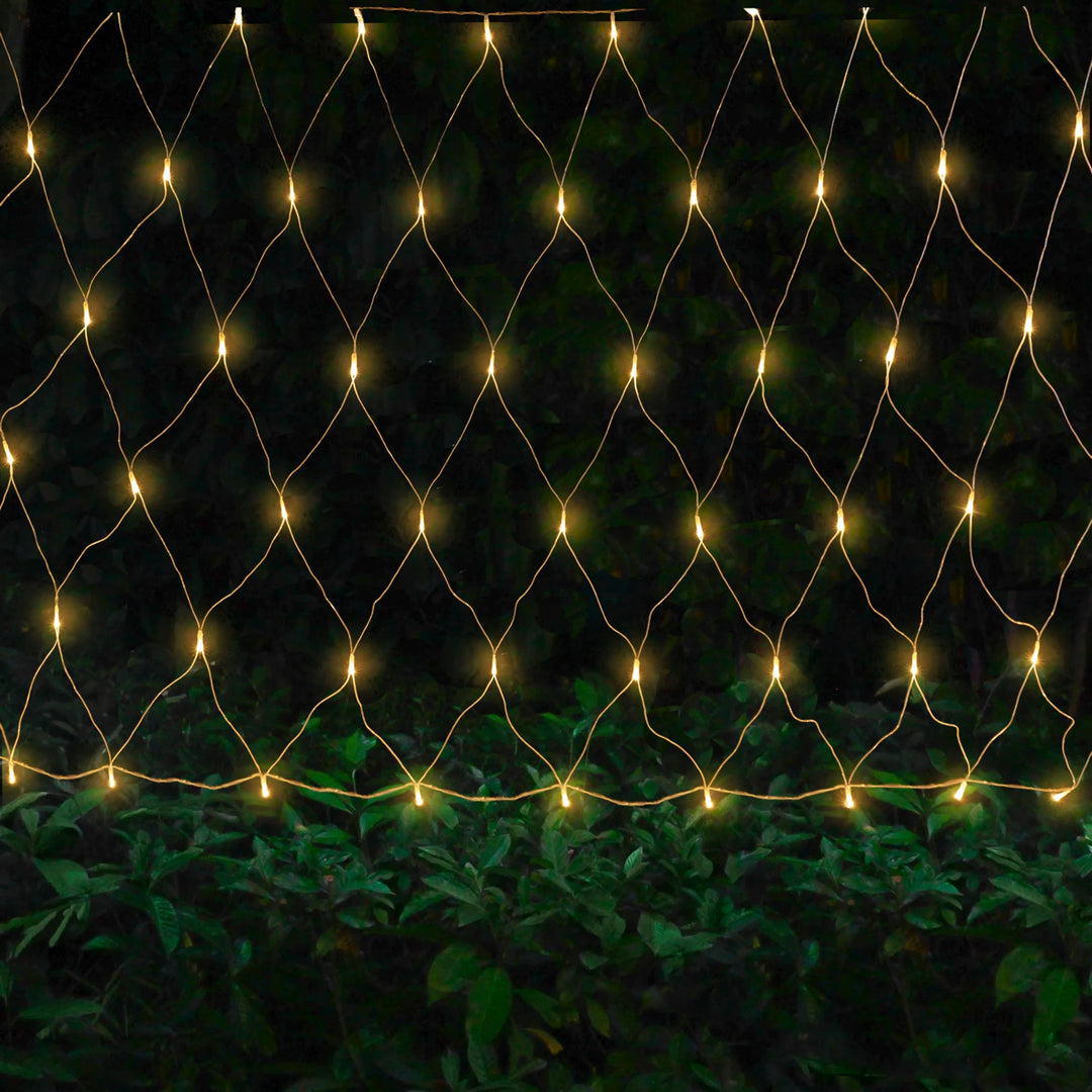 LED Outdoor Fishnet Curtain Mesh String Lights Warm White