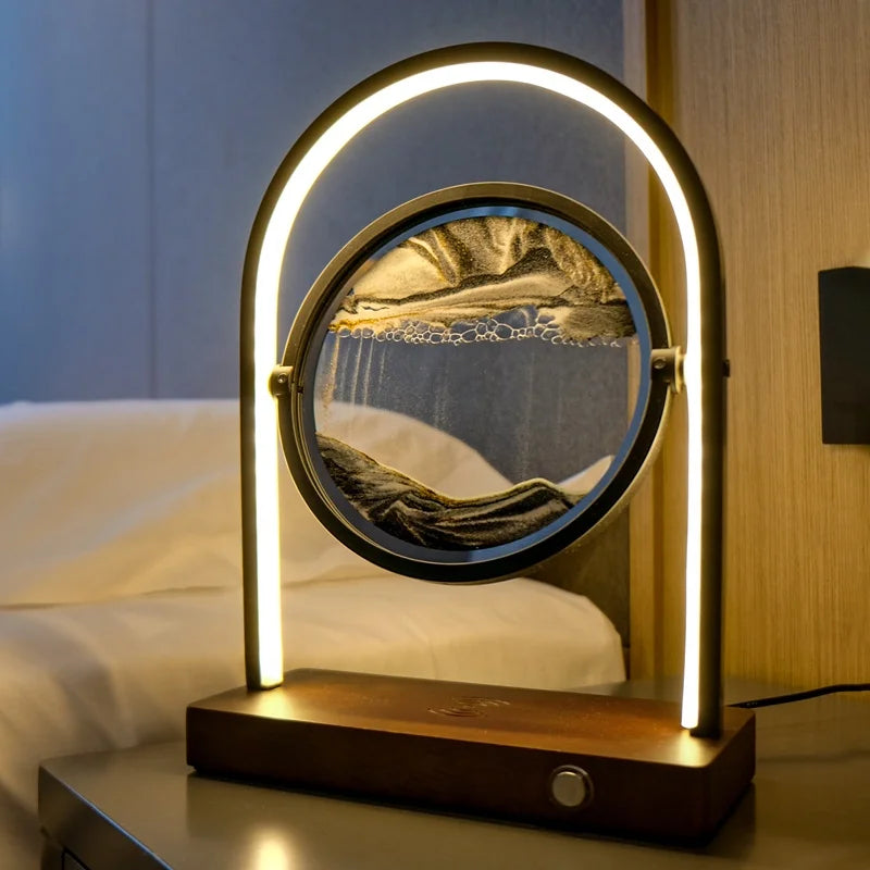 hourglass arch flowing sand lamp bedside