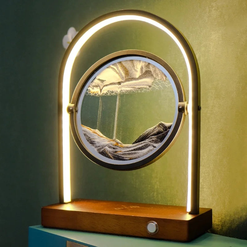 hourglass arch flowing sand lamp lighting example