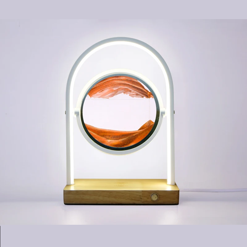 hourglass arch flowing sand lamp orange