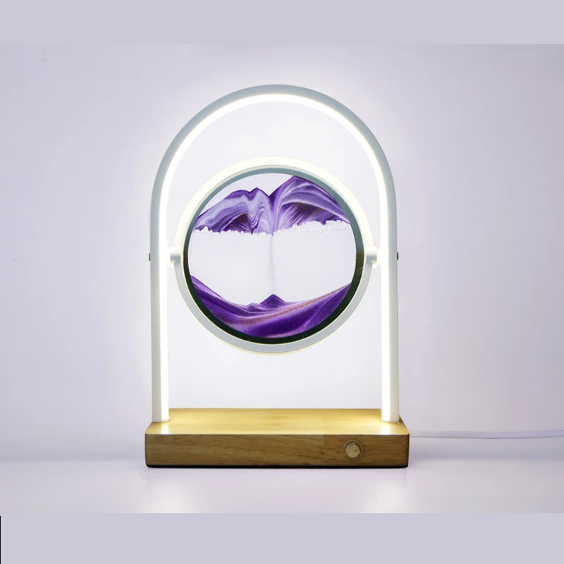 hourglass arch flowing sand lamp purple