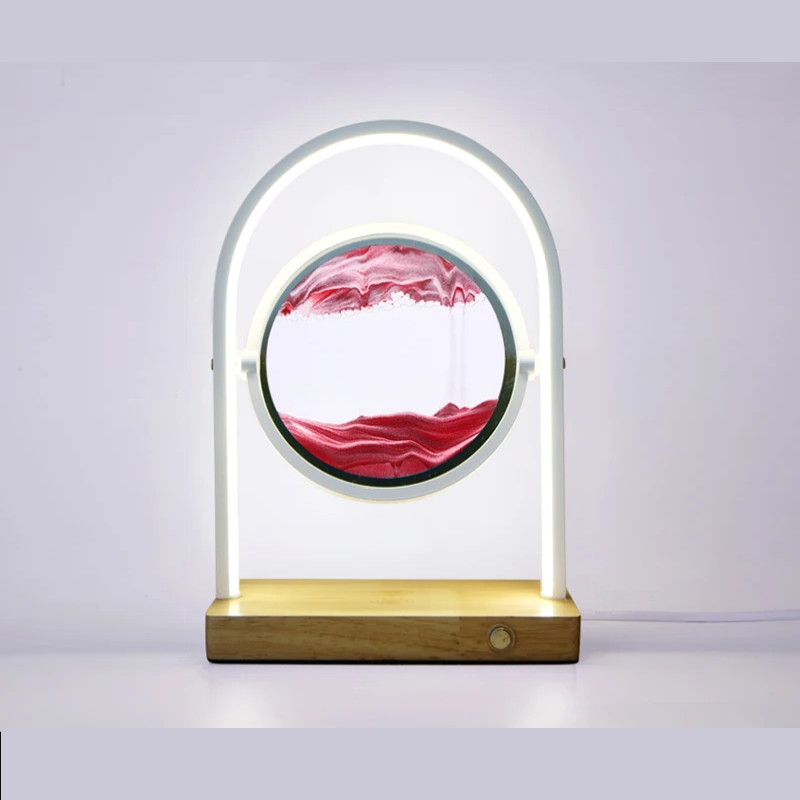 hourglass arch flowing sand lamp red