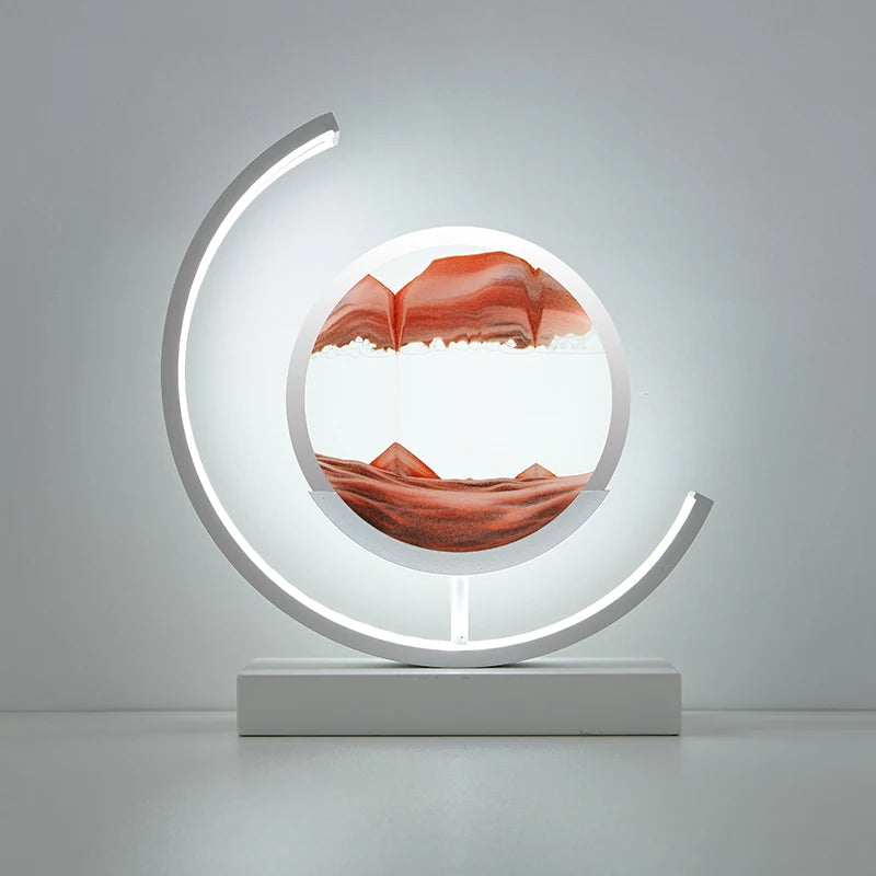 hourglass crescent flowing sand lamp