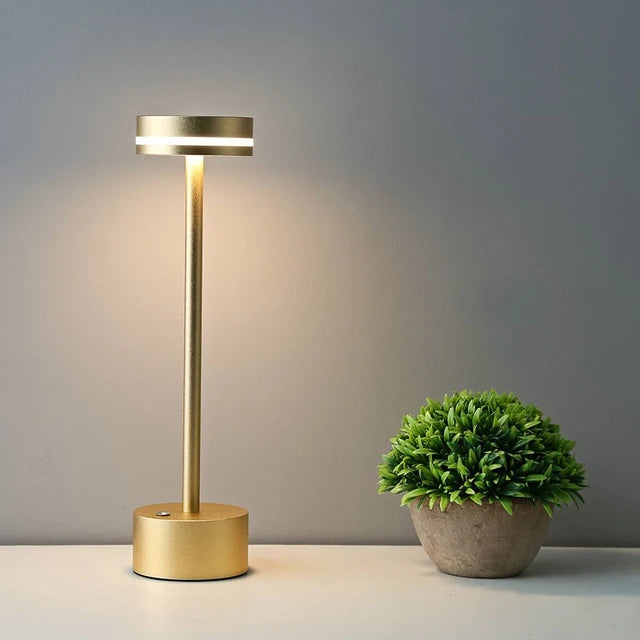 led touch activated table cordless battery powered lamp gold