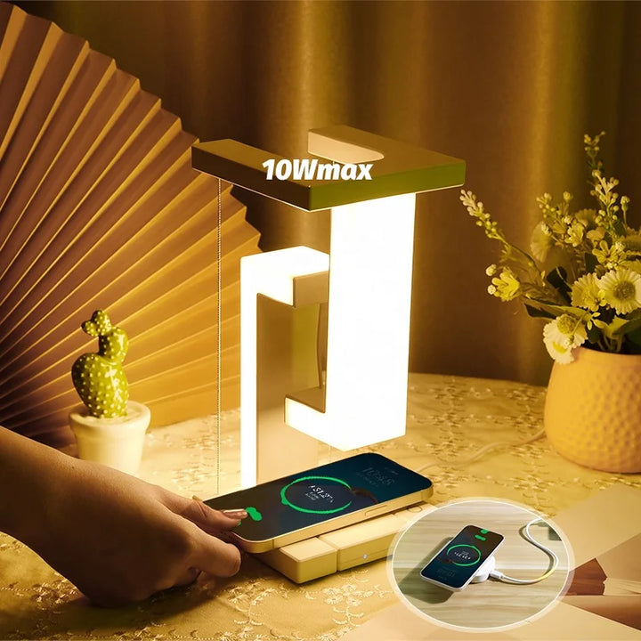 led wireless charging gravity interactive table lamp 10w max